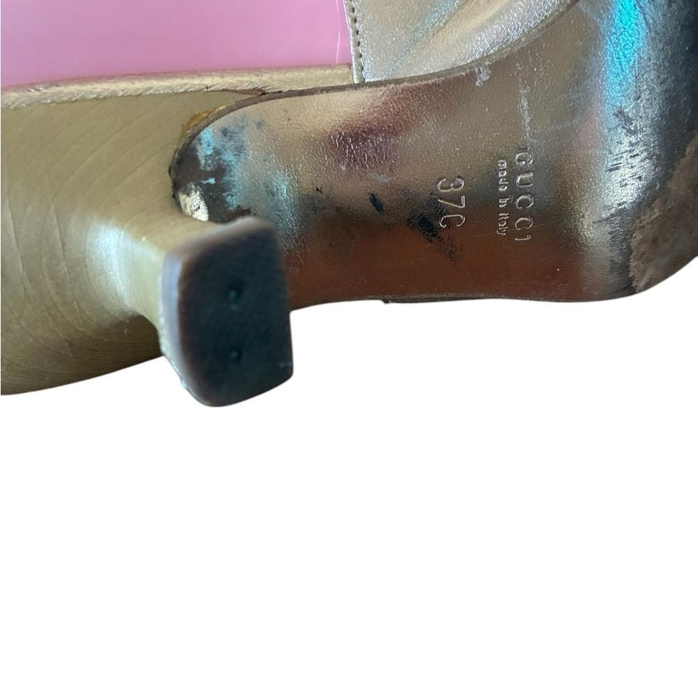 Gucci Shoes Gold and Black Heels Woman’s Size 6.5 Wide - Picture 14 of 16